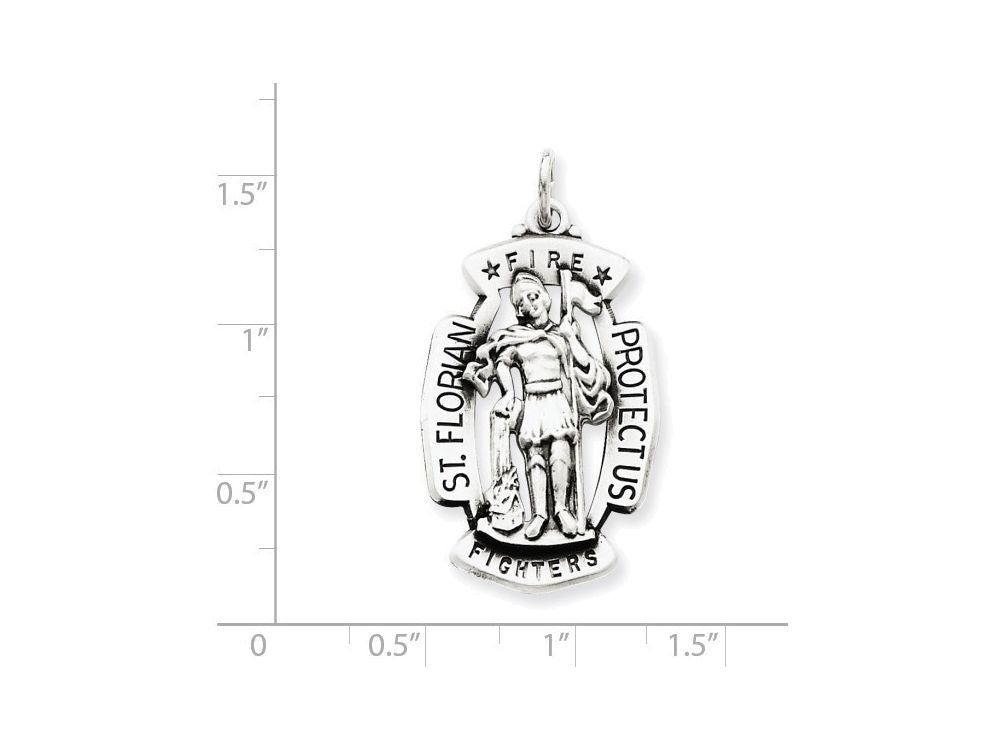 FJC Finejewelers Sterling Silver Antiqued Saint Florian Medal Pendant Necklace - Chain Included