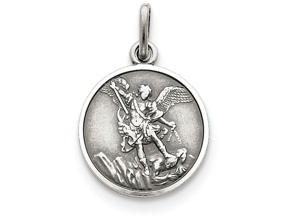 FJC Finejewelers Sterling Silver Antiqued Saint Michael Medal Pendant Necklace - Chain Included