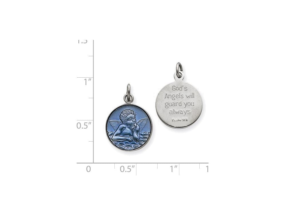 FJC Finejewelers Sterling Silver Blue Epoxy Angel Charm