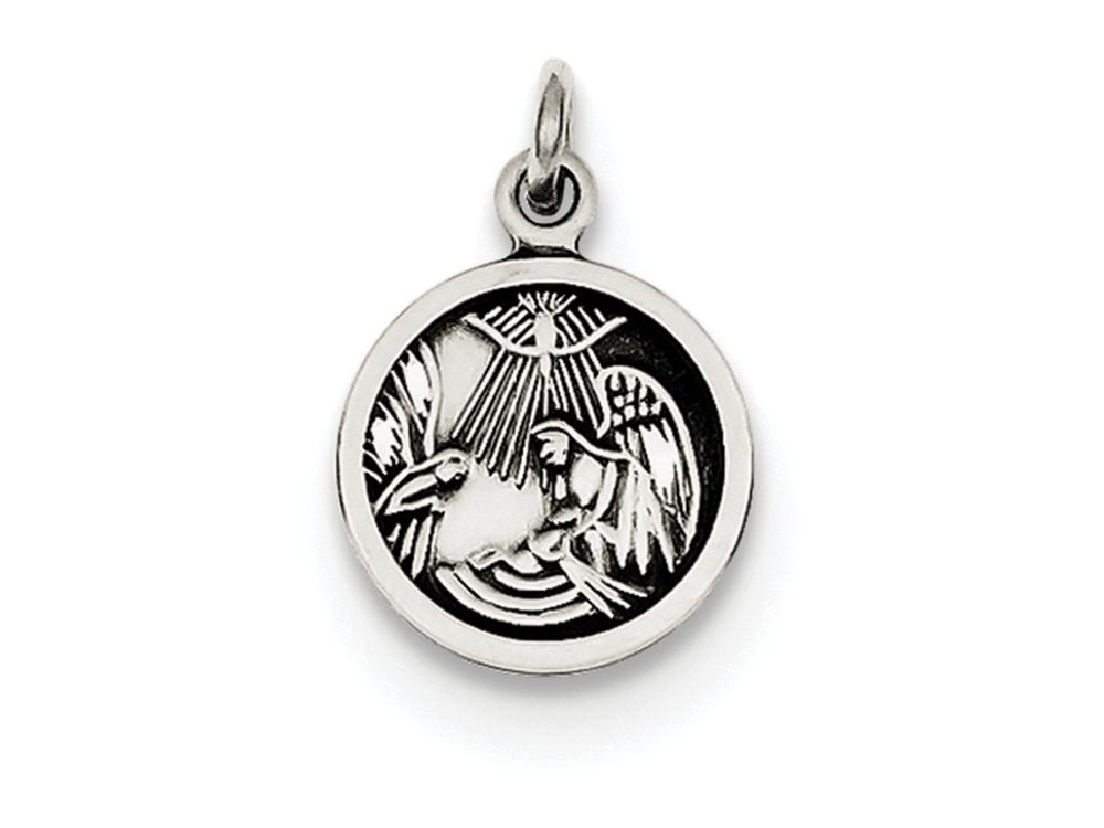 FJC Finejewelers Sterling Silver Antiqued Baptism Medal Pendant Necklace - Chain Included