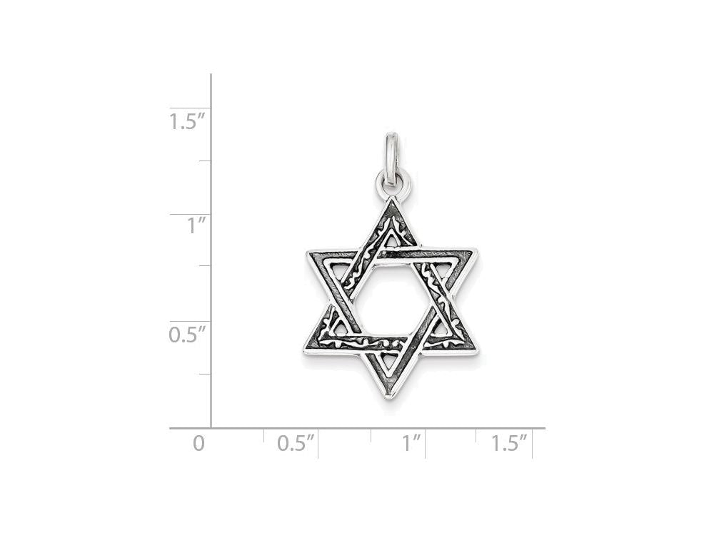 FJC Finejewelers Sterling Silver Antiqued Star Of David Charm