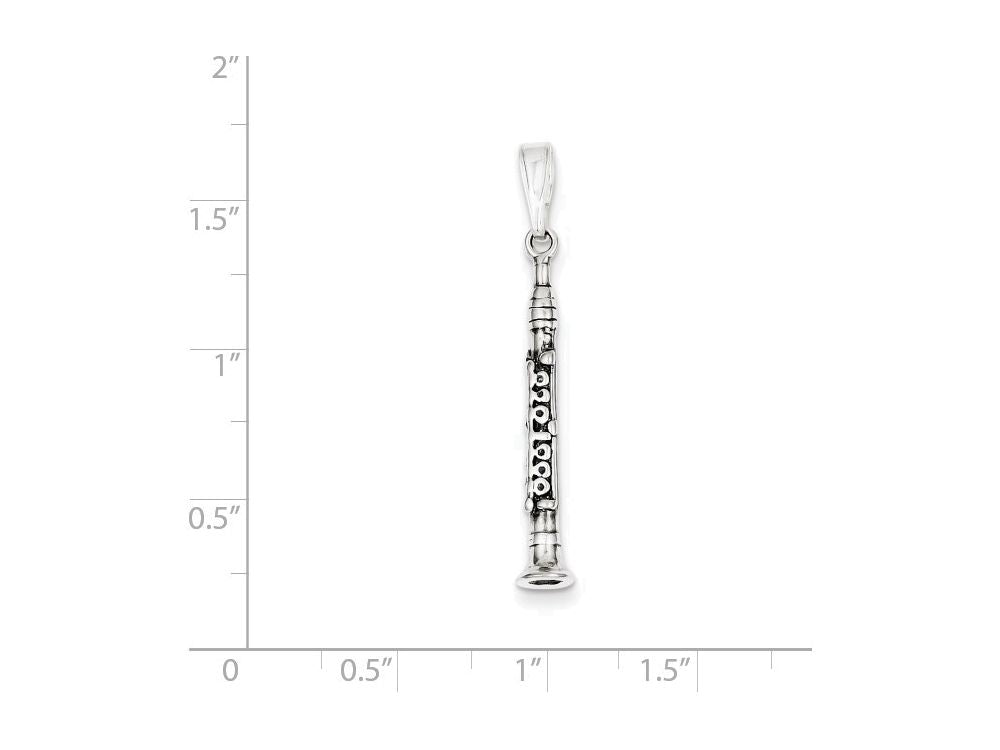 FJC Finejewelers Sterling Silver Antiqued Clarinet Charm