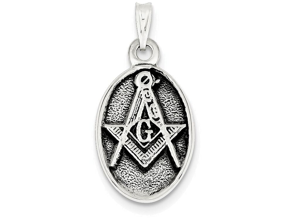 FJC Finejewelers Sterling Silver Antiqued Masonic Pendant Necklace - Chain Included