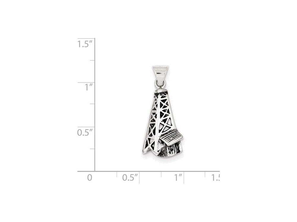 FJC Finejewelers Sterling Silver Antiqued Oil Derrick Pendant Necklace - Chain Included