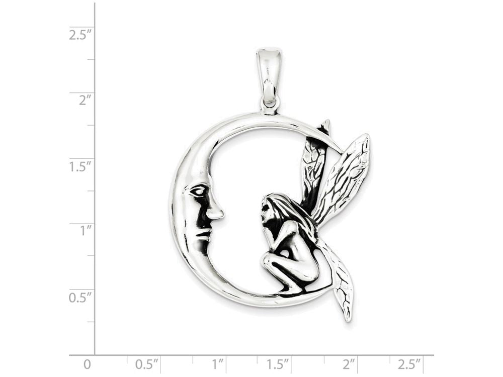 FJC Finejewelers Sterling Silver Antiqued Moon/fairy Pendant Necklace - Chain Included