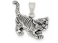 FJC Finejewelers Sterling Silver Antiqued Tiger Charm