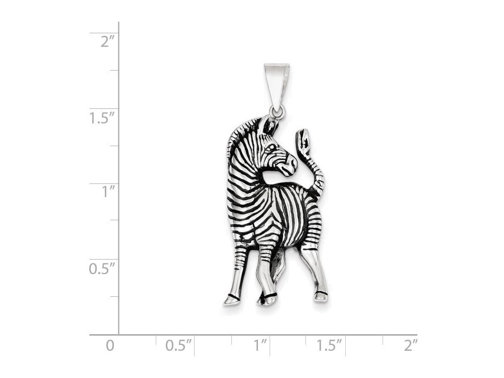 FJC Finejewelers Sterling Silver Antiqued Zebra Pendant Necklace - Chain Included