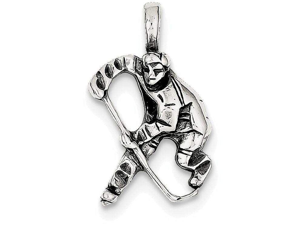 FJC Finejewelers Sterling Silver Antiqued Hockey Player Charm