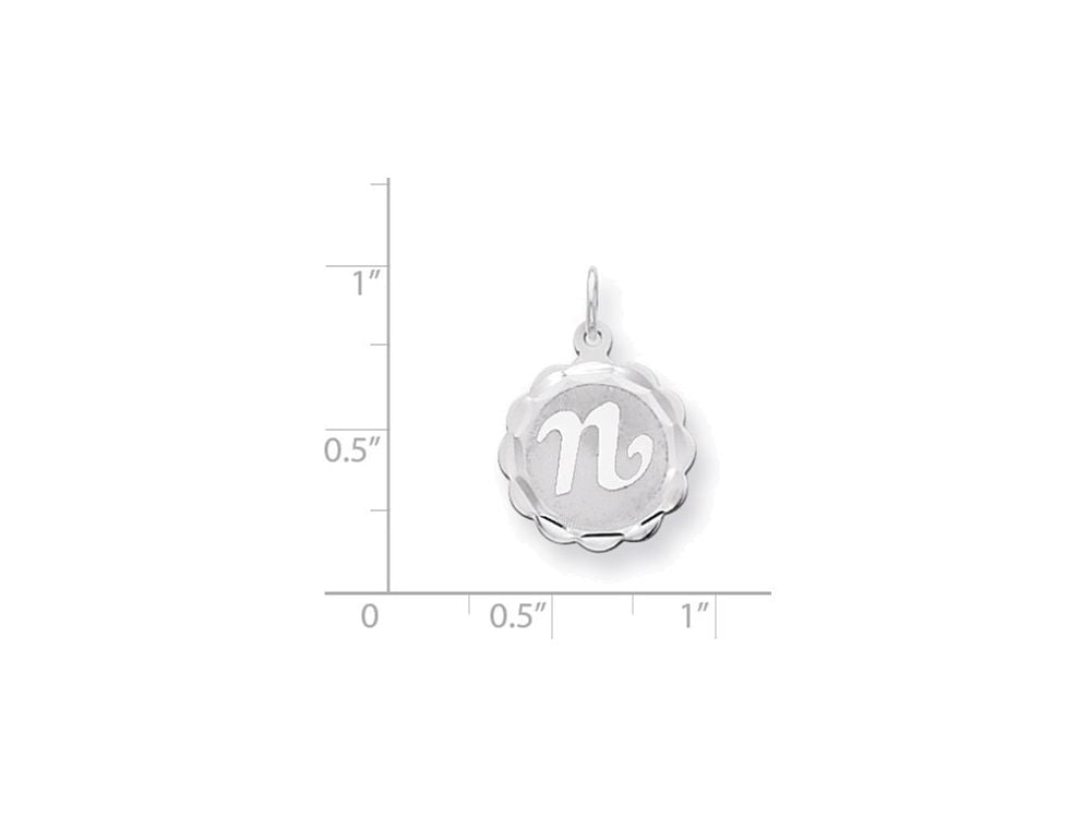 FJC Finejewelers Sterling Silver Brocaded Initial N Charm