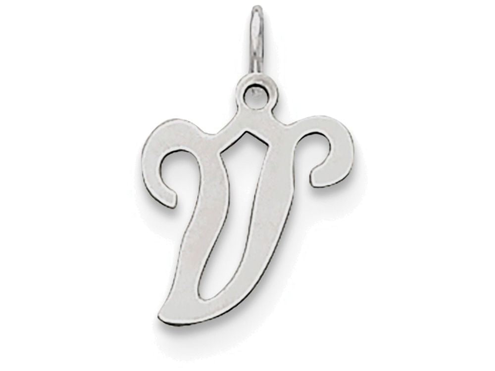 FJC Finejewelers Sterling Silver Stamped Initial V Charm