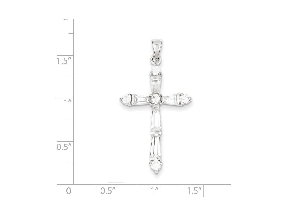 FJC Finejewelers Sterling Silver Cubic Zirconia Cross Pendant Necklace - Chain Included