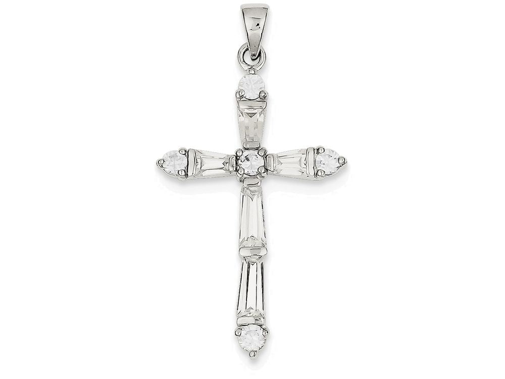 FJC Finejewelers Sterling Silver Cubic Zirconia Cross Pendant Necklace - Chain Included