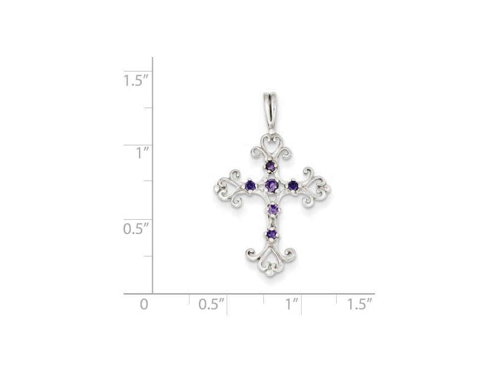 FJC Finejewelers Sterling Silver Purple Cubic Zirconia Cross Charm