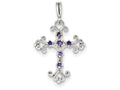 FJC Finejewelers Sterling Silver Purple Cubic Zirconia Cross Charm