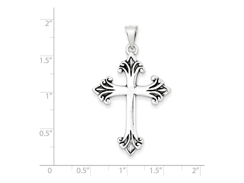 FJC Finejewelers Sterling Silver Fleur De Lis Cross Pendant Necklace - Chain Included