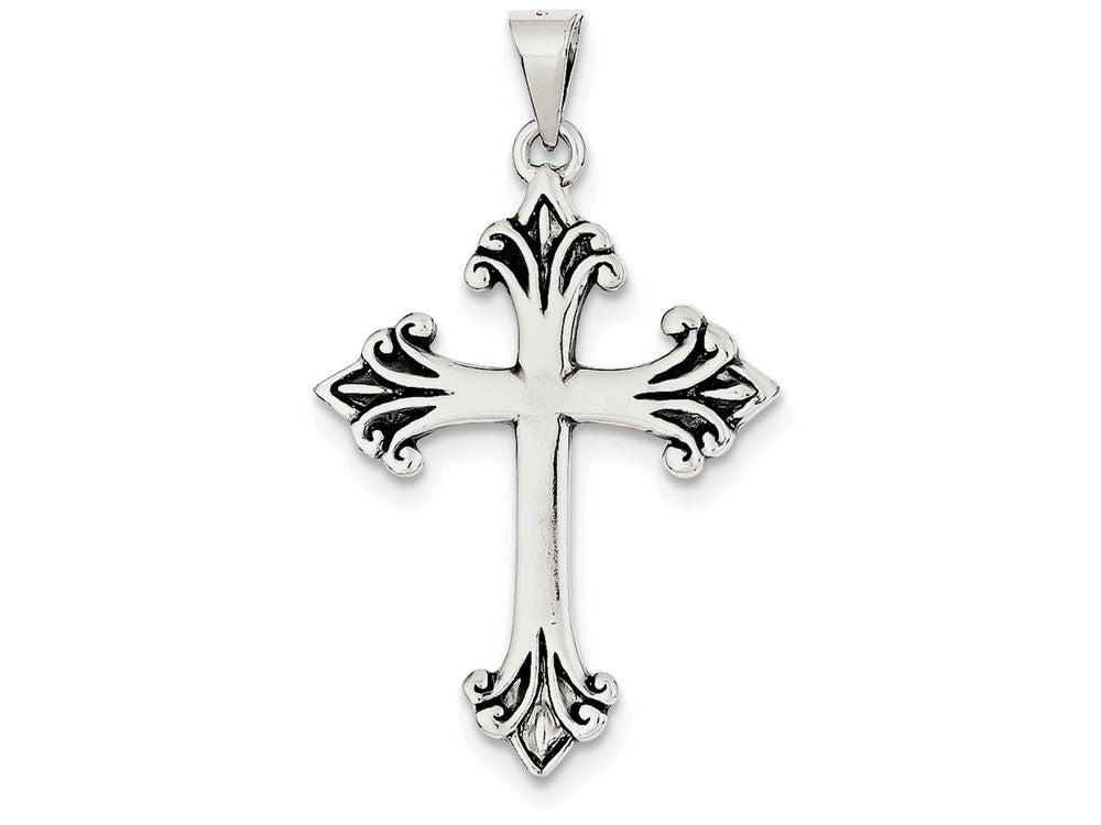 FJC Finejewelers Sterling Silver Fleur De Lis Cross Pendant Necklace - Chain Included