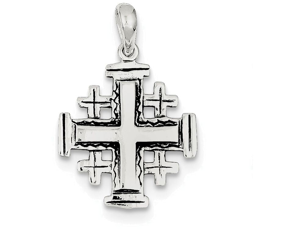 FJC Finejewelers Sterling Silver Antiqued Jerusalem Crusader Pendant Necklace - Chain Included