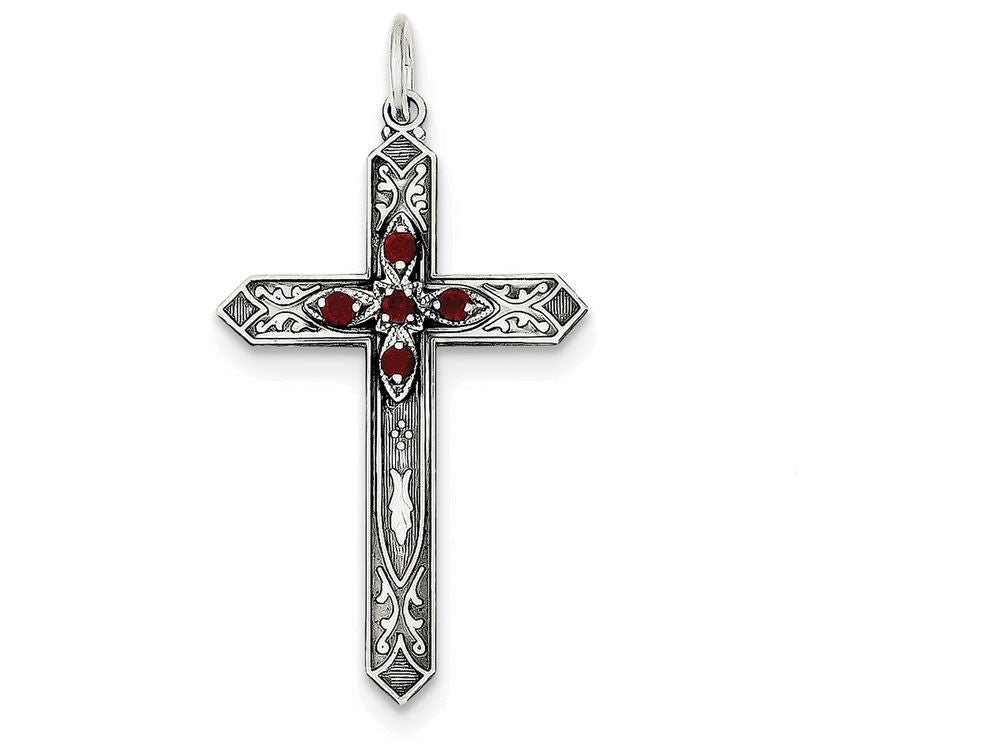 FJC Finejewelers Sterling Silver January Birth Month Cross Pendant Necklace - Chain Included
