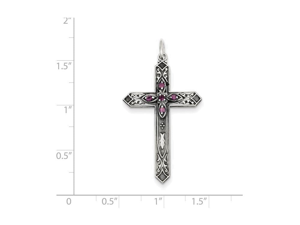 FJC Finejewelers Sterling Silver February Birth Month Cross Pendant Necklace - Chain Included
