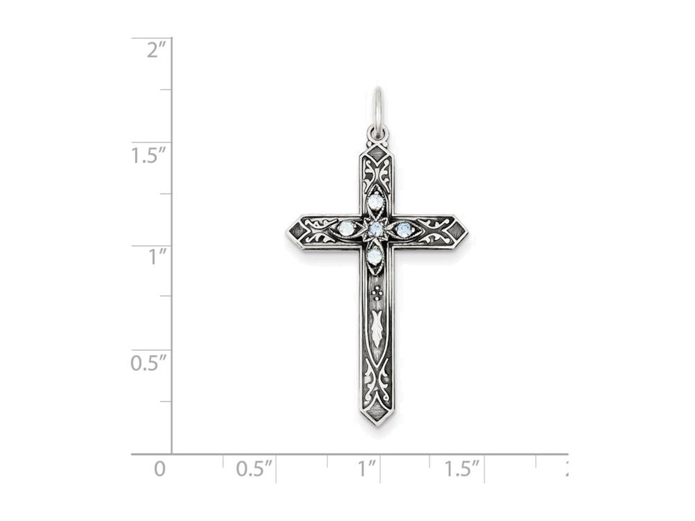 FJC Finejewelers Sterling Silver March Birth Month Cross Pendant Necklace - Chain Included