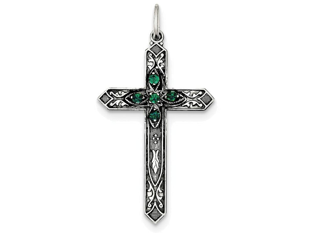 FJC Finejewelers Sterling Silver May Birth Month Cross Pendant Necklace - Chain Included