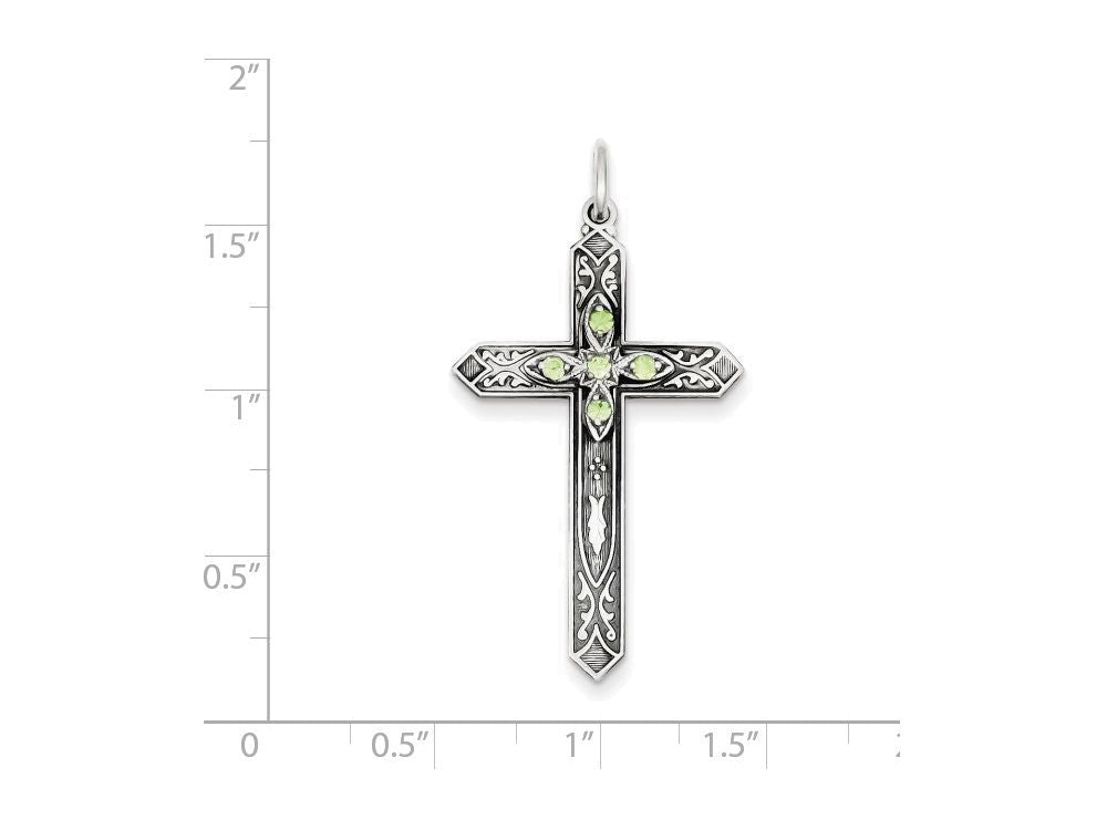 FJC Finejewelers Sterling Silver August Birth Month Cross Pendant Necklace - Chain Included