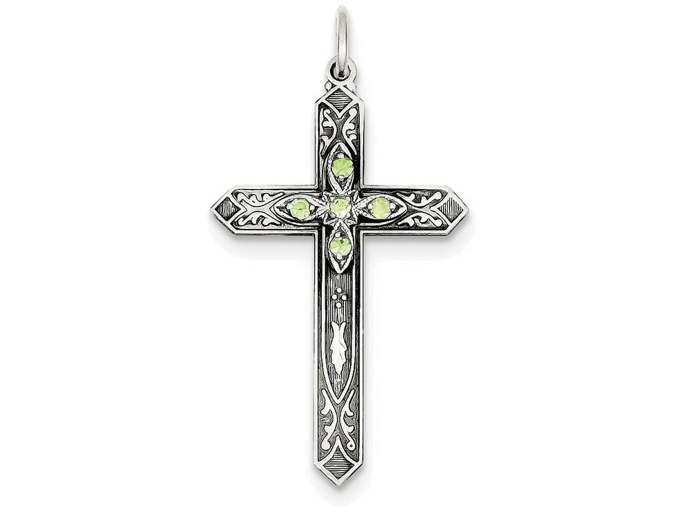 FJC Finejewelers Sterling Silver August Birth Month Cross Pendant Necklace - Chain Included