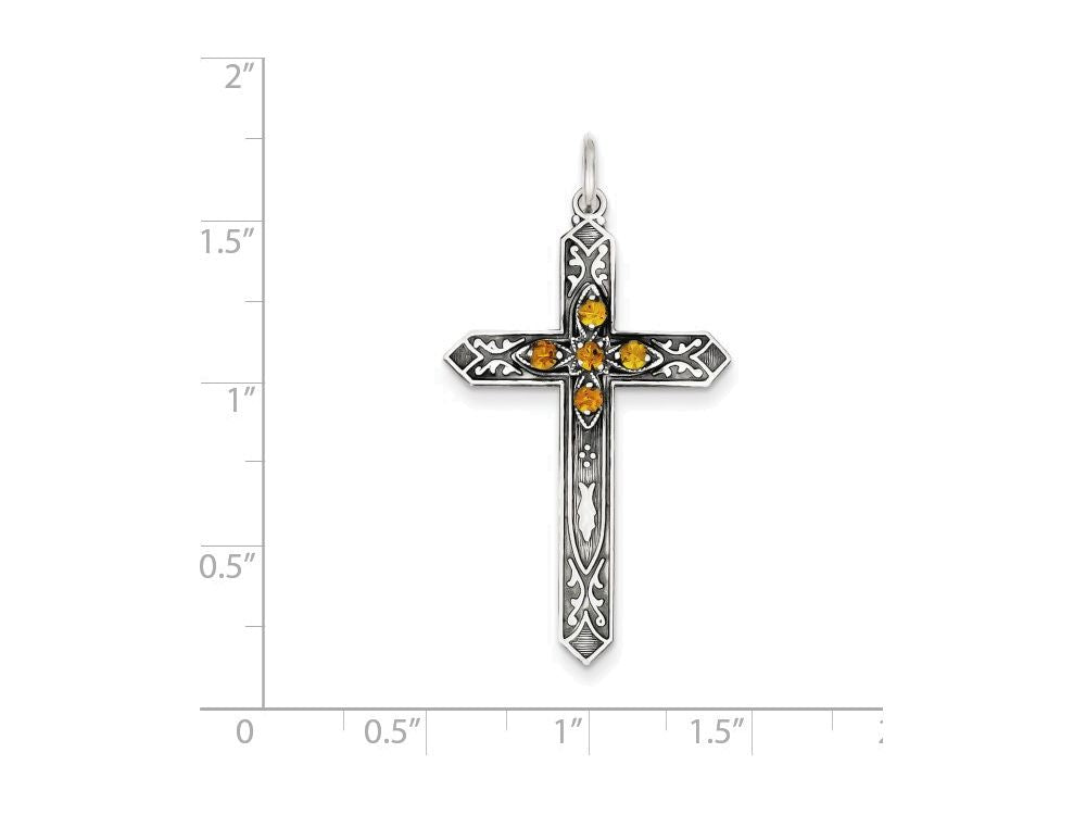 FJC Finejewelers Sterling Silver November Birth Month Cross Pendant Necklace - Chain Included