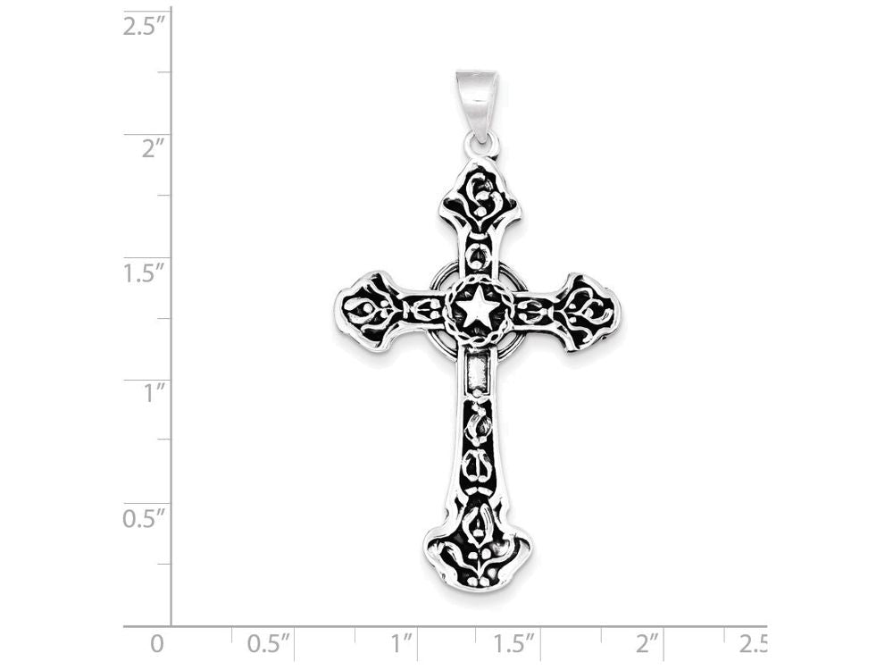 FJC Finejewelers Sterling Silver Antiqued Cross Pendant Necklace - Chain Included