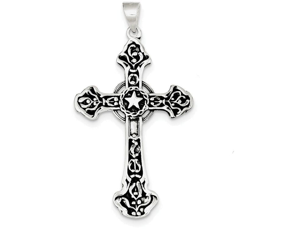 FJC Finejewelers Sterling Silver Antiqued Cross Pendant Necklace - Chain Included