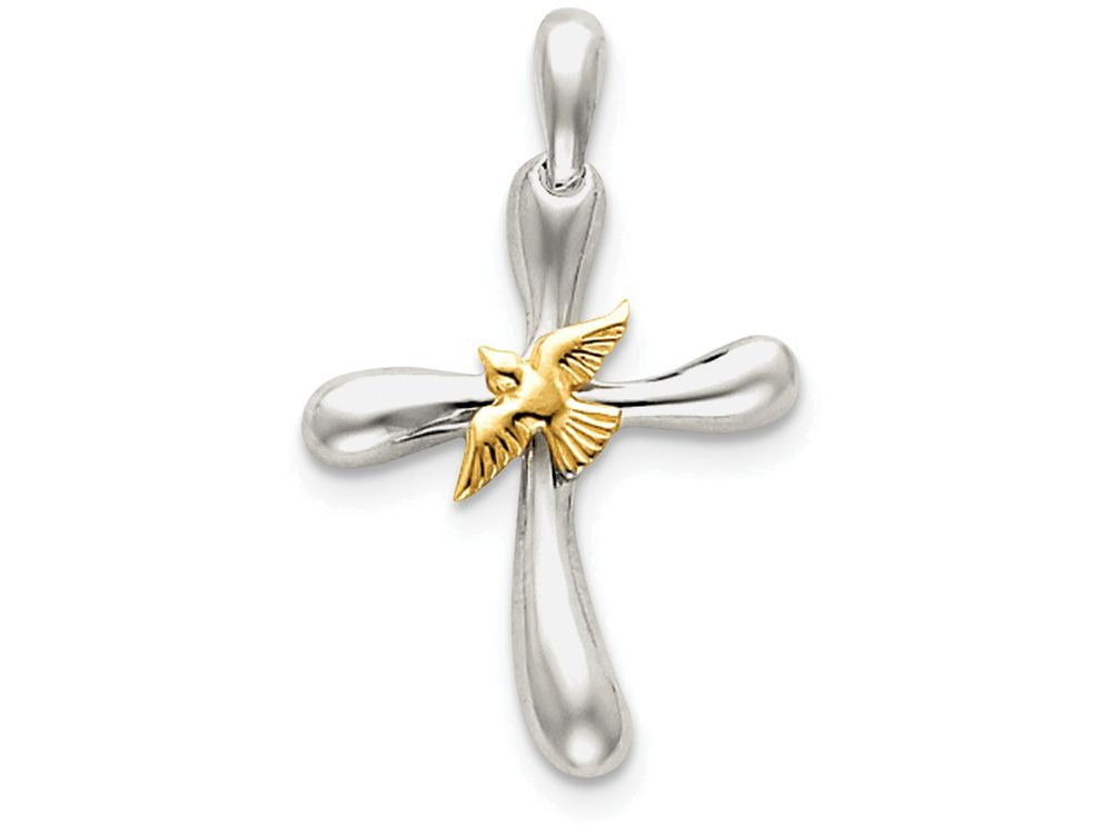 FJC Finejewelers Sterling Silver Dove Cross Pendant Necklace - Chain Included