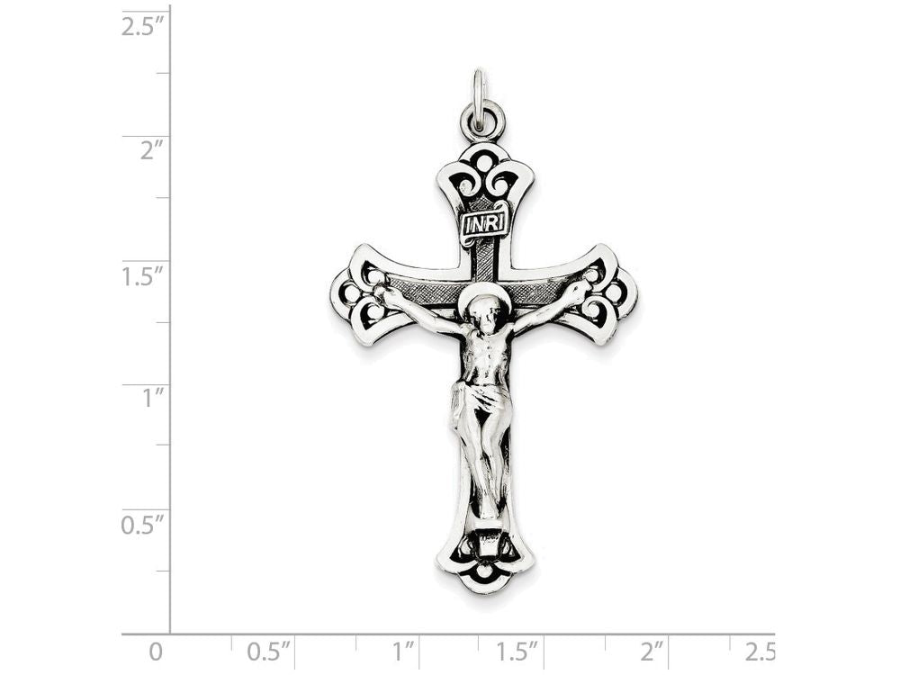 FJC Finejewelers Sterling Silver Antiqued Inri Crucifix Pendant Necklace - Chain Included