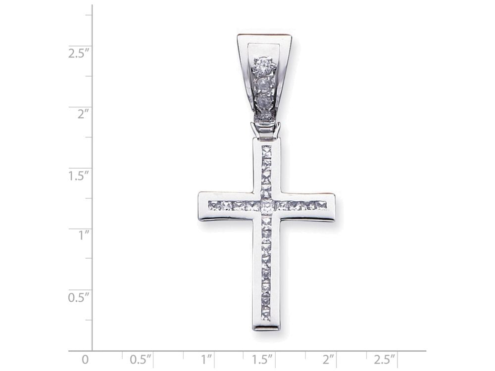 FJC Finejewelers Sterling Silver Cubic Zirconia Cross Pendant Necklace - Chain Included