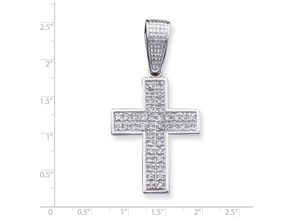 FJC Finejewelers Sterling Silver Cubic Zirconia Cross Pendant Necklace - Chain Included
