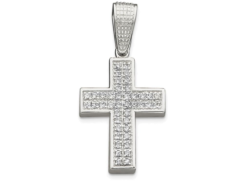 FJC Finejewelers Sterling Silver Cubic Zirconia Cross Pendant Necklace - Chain Included