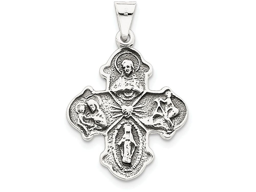FJC Finejewelers Sterling Silver Antiqued 4-way Medal Pendant Necklace - Chain Included