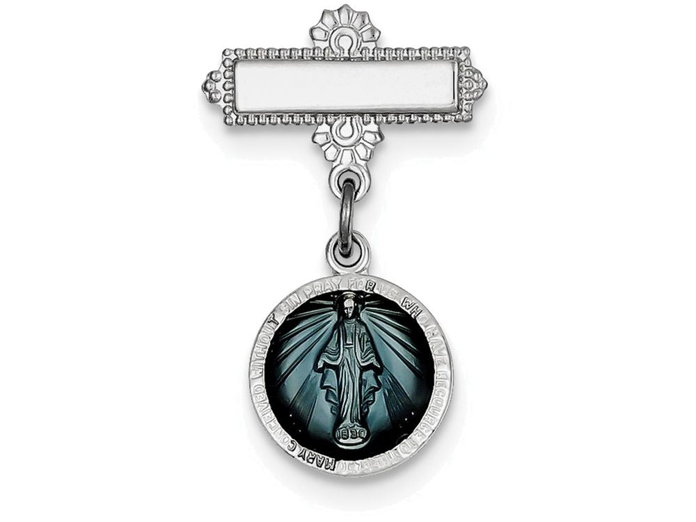 FJC Finejewelers Sterling Silver Enameled Miraculous Medal Pendant Necklace - Chain Included Pin