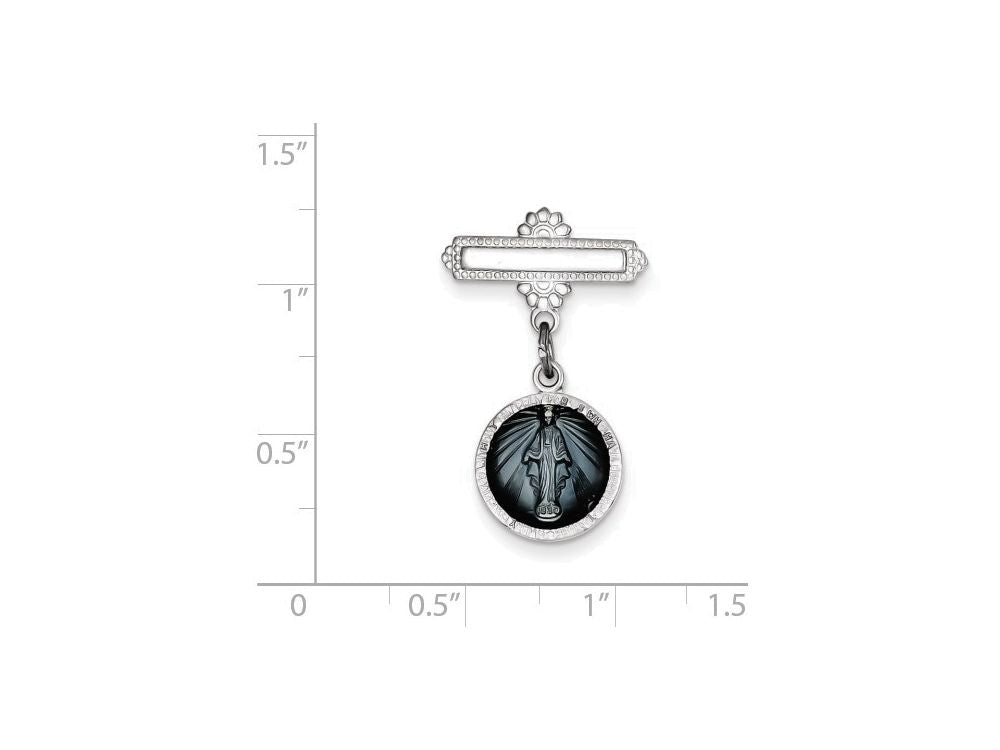 FJC Finejewelers Sterling Silver Enameled Miraculous Medal Pendant Necklace - Chain Included Pin