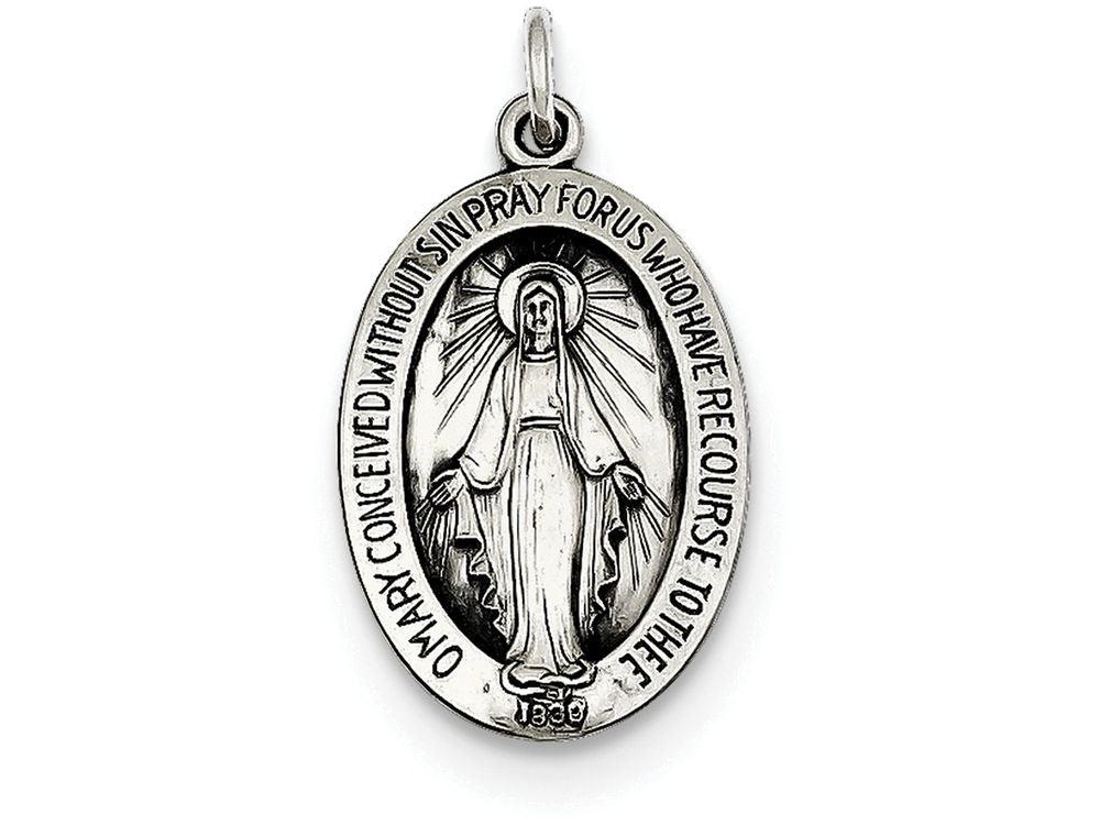 FJC Finejewelers Sterling Silver Antiqued Miraculous Medal Pendant Necklace - Chain Included