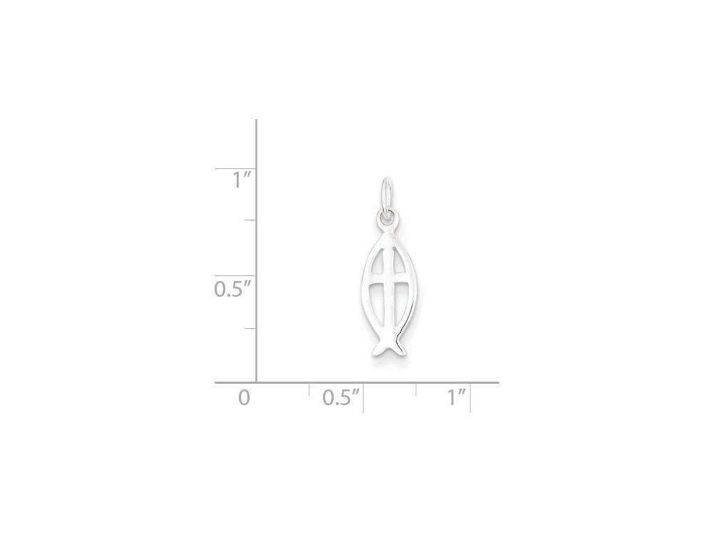 FJC Finejewelers Sterling Silver Ichthus Fish Cross Charm