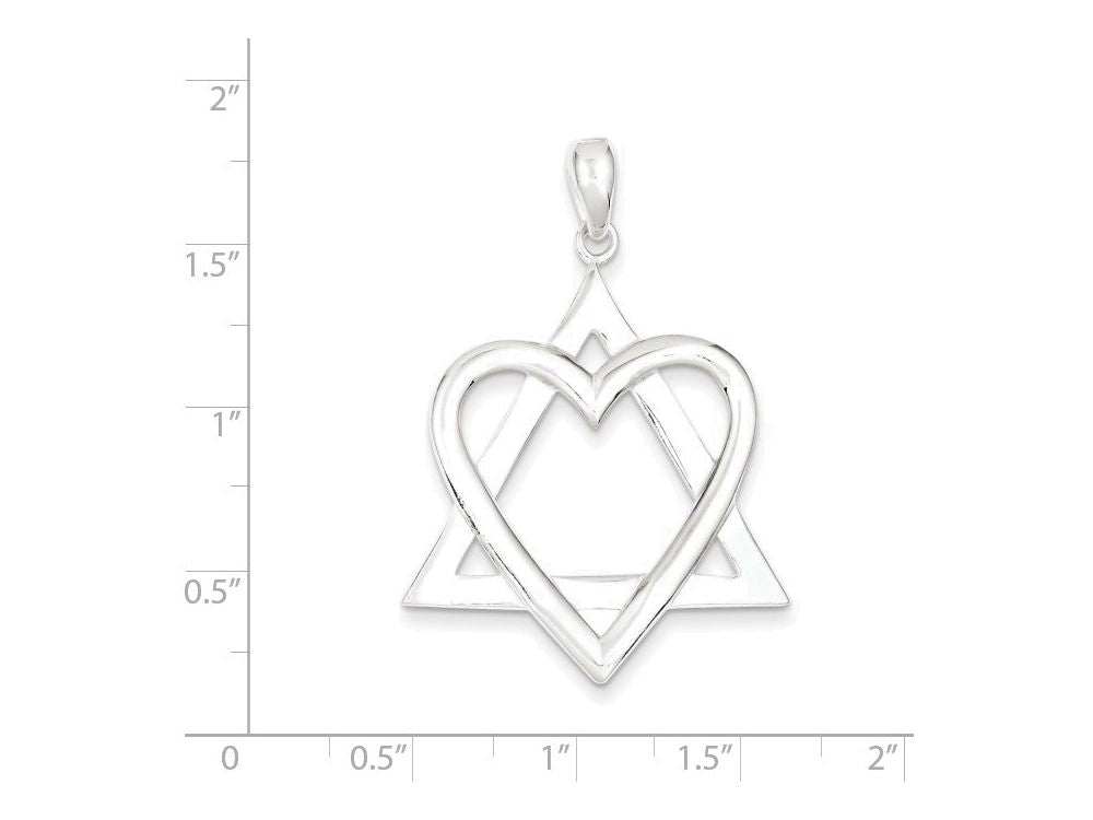 FJC Finejewelers Sterling Silver Star Of David Heart Pendant Necklace - Chain Included