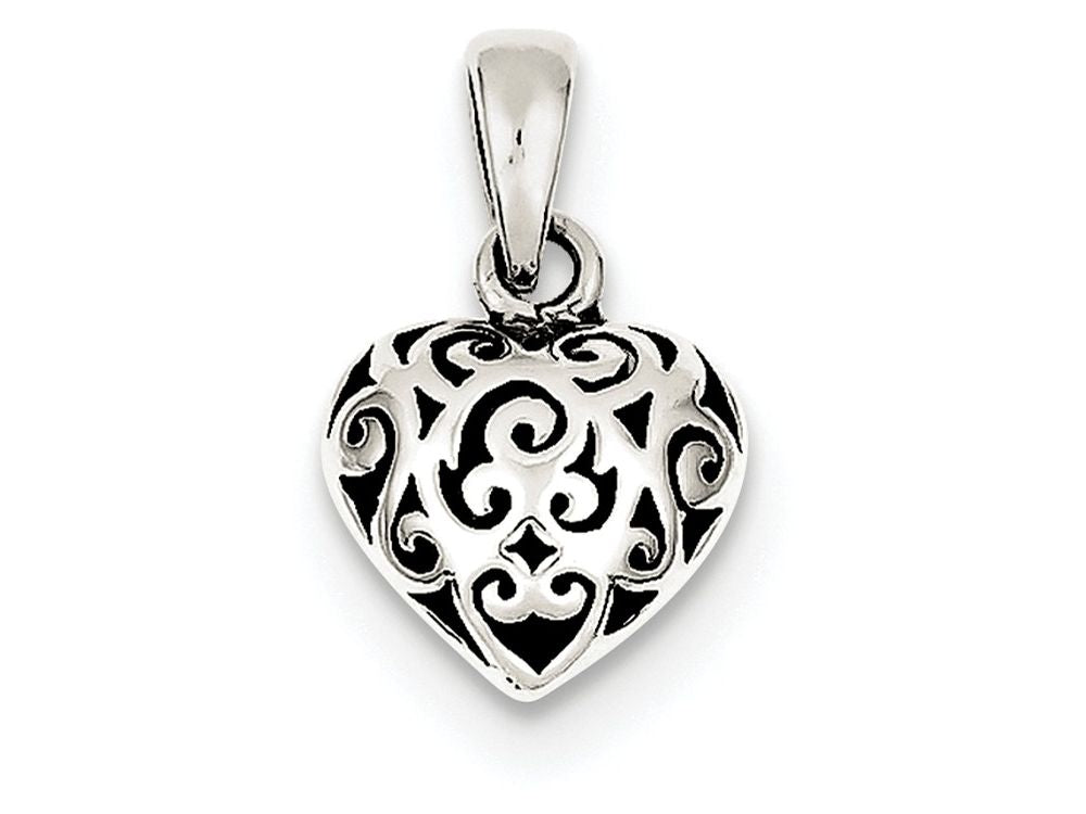FJC Finejewelers Sterling Silver Antique Puff Heart Pendant Necklace - Chain Included