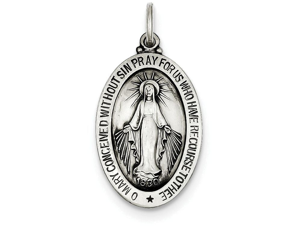 FJC Finejewelers Sterling Silver Antiqued Miraculous Medal Pendant Necklace - Chain Included