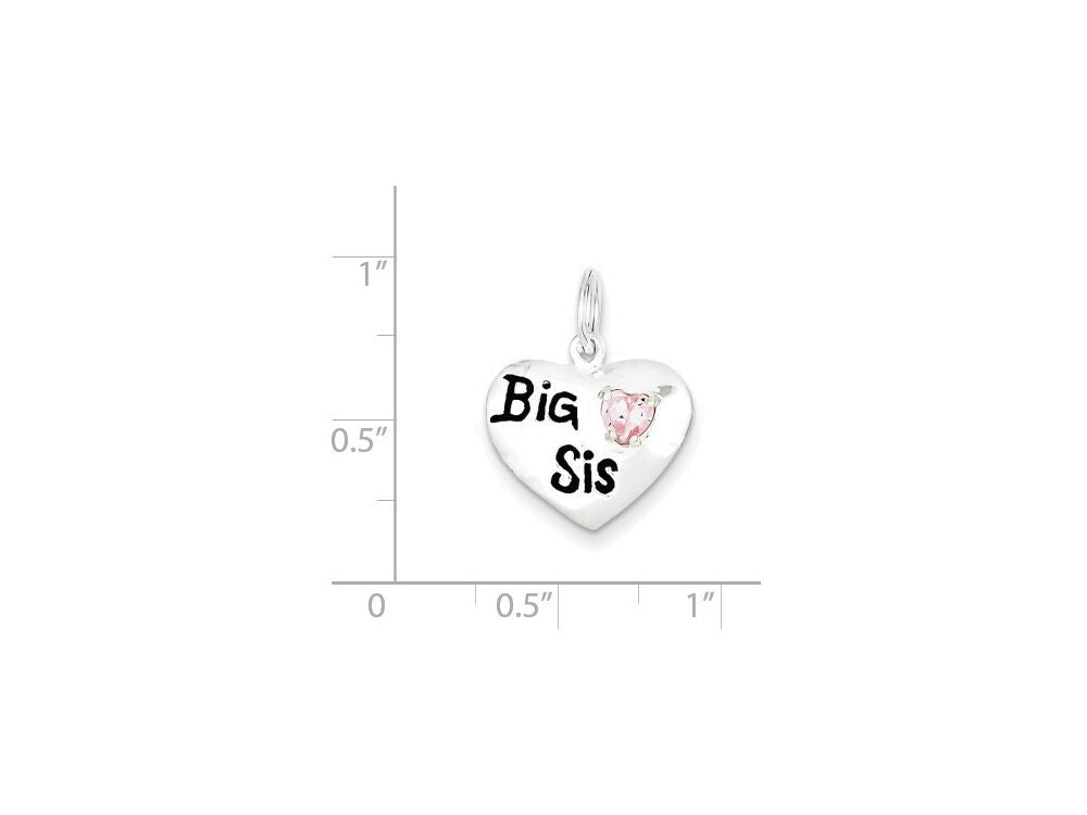 FJC Finejewelers Sterling Silver Big Sis Cubic Zirconia Heart Charm