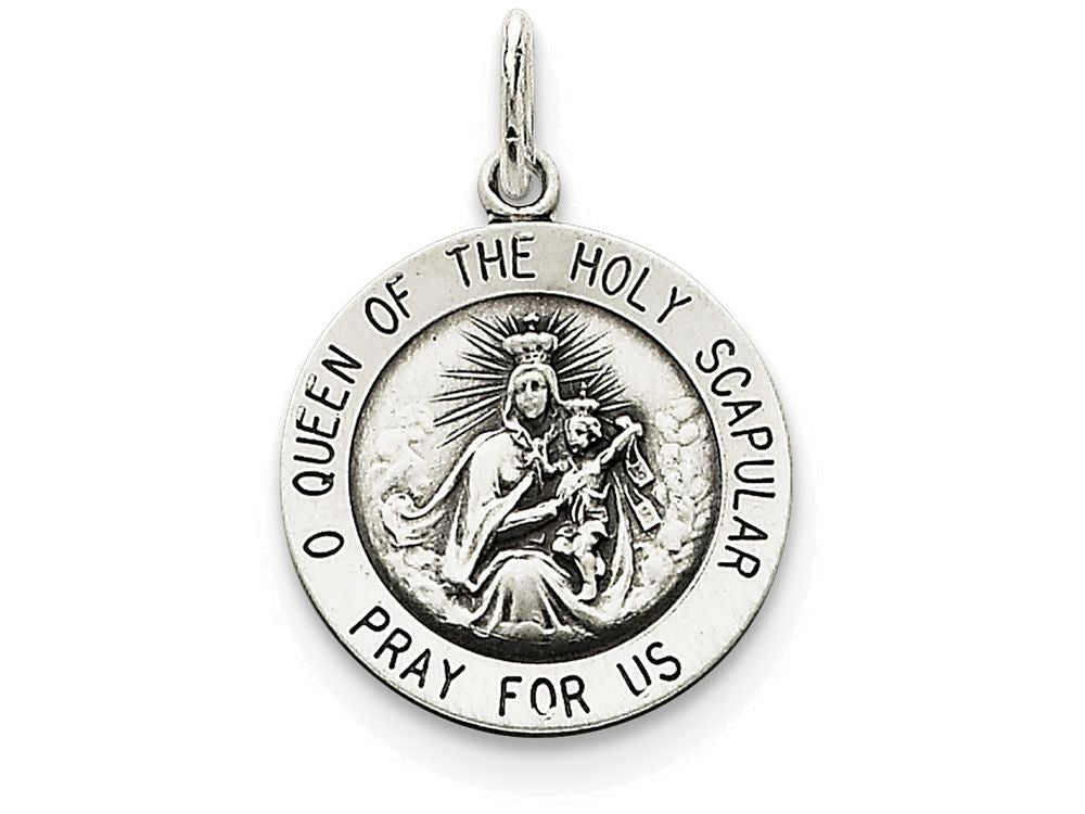 FJC Finejewelers Sterling Silver Queen Of The Holy Scapular Medal Pendant Necklace - Chain Included