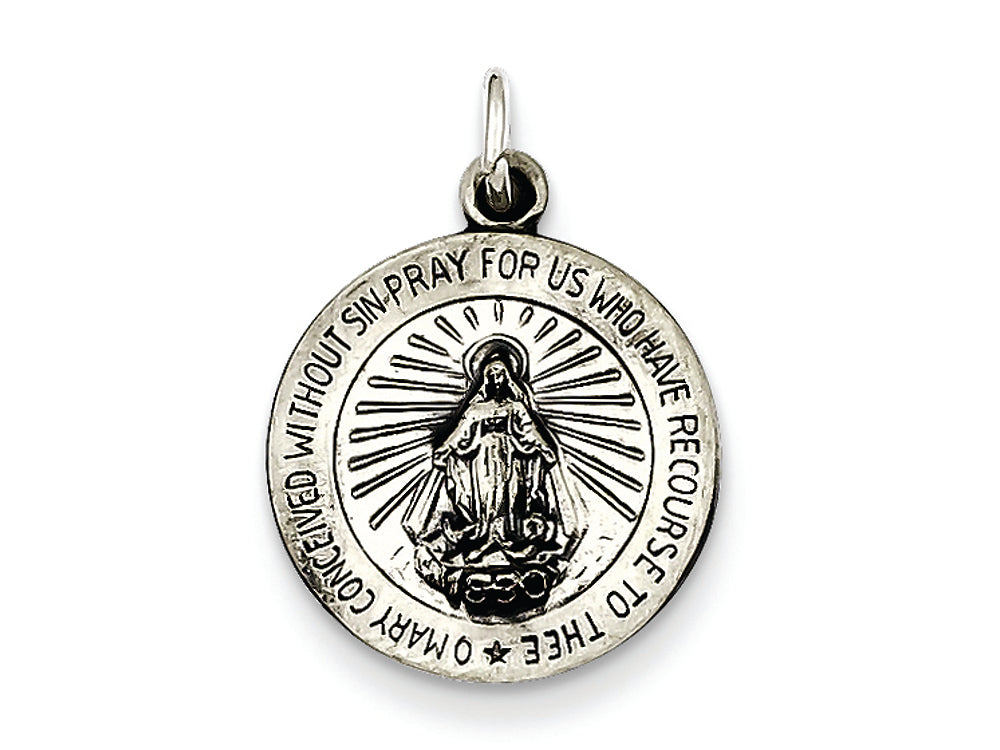 FJC Finejewelers Sterling Silver Antiqued Miraculous Medal Pendant Necklace - Chain Included