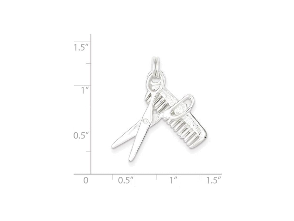 FJC Finejewelers Sterling Silver Comb and Scissor Charm