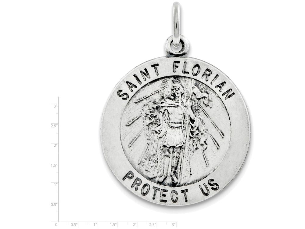FJC Finejewelers Sterling Silver Saint Florian Medal Pendant Necklace - Chain Included