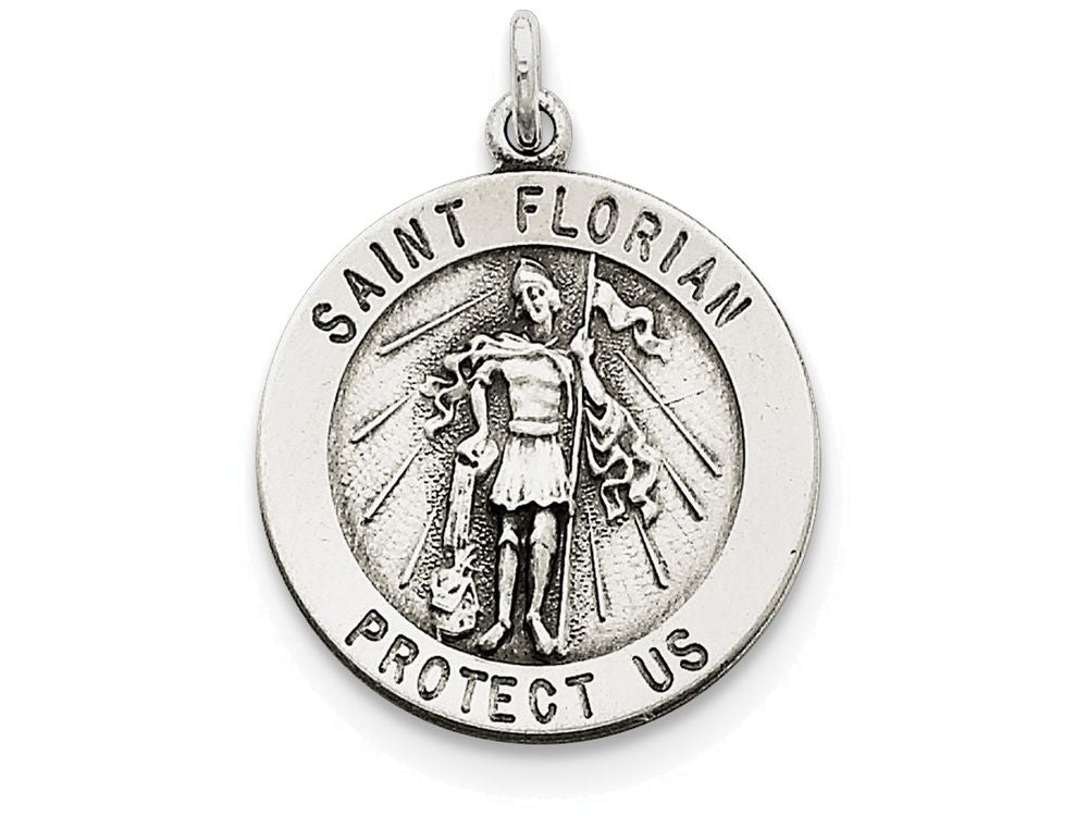 FJC Finejewelers Sterling Silver Saint Florian Medal Pendant Necklace - Chain Included