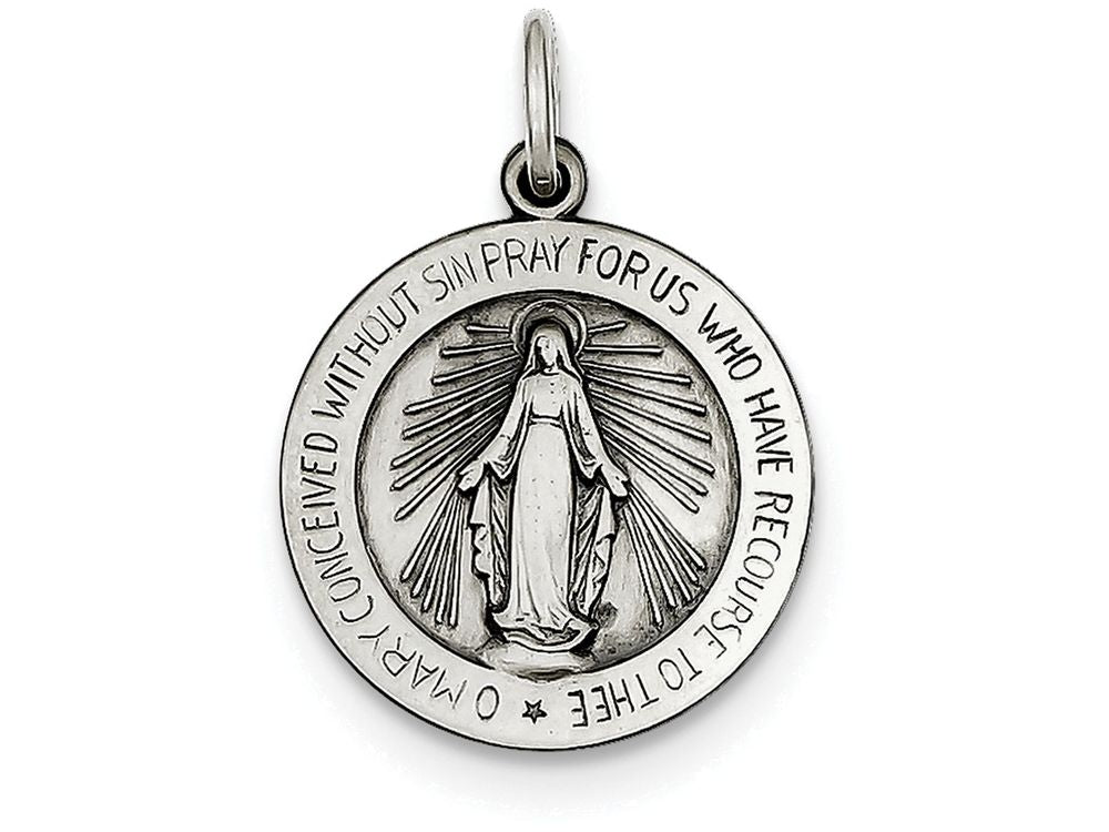 FJC Finejewelers Sterling Silver Antiqued Miraculous Medal Pendant Necklace - Chain Included